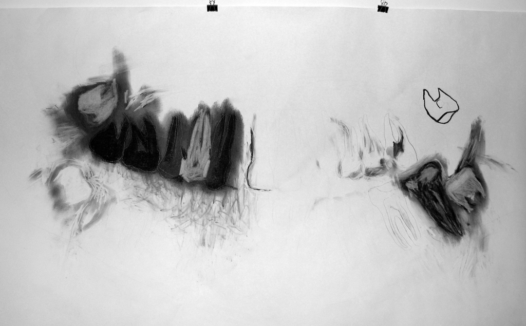 Four Wisdoms - Drawing of Xray of full set of teeth - Charcoal on paper